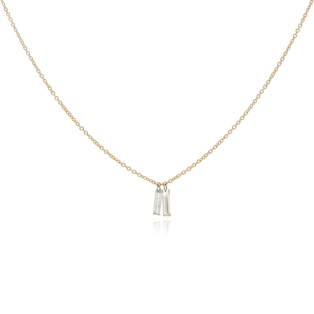 Double Free-Set Baguette Diamond Necklace