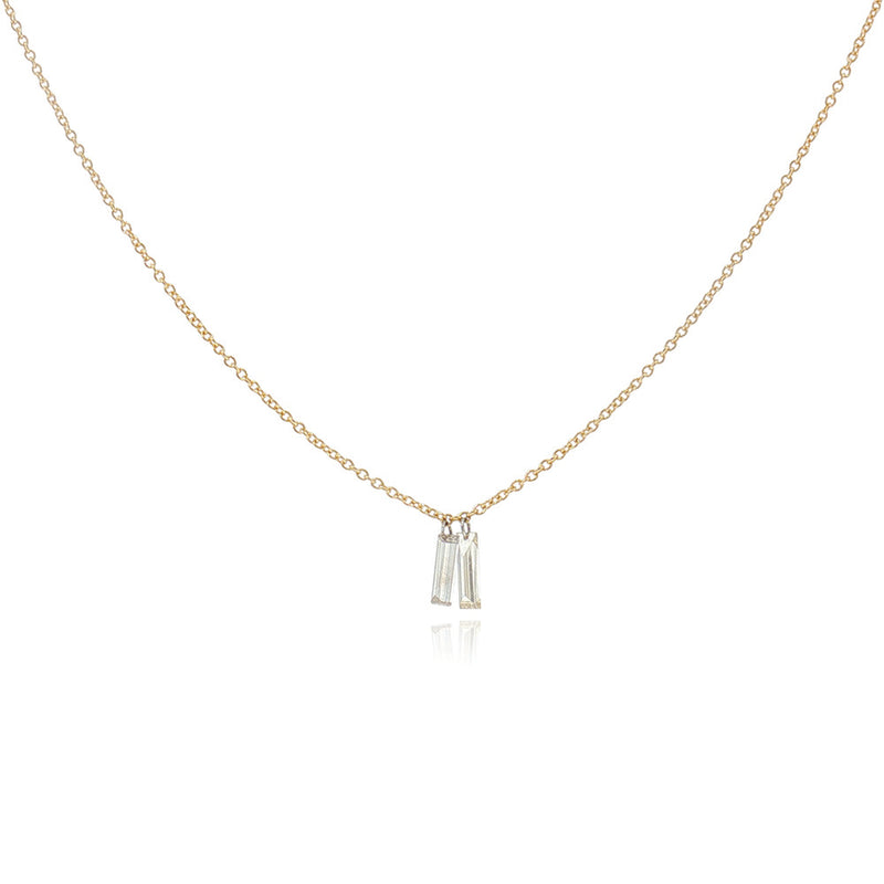 Double Free-Set Baguette Diamond Necklace