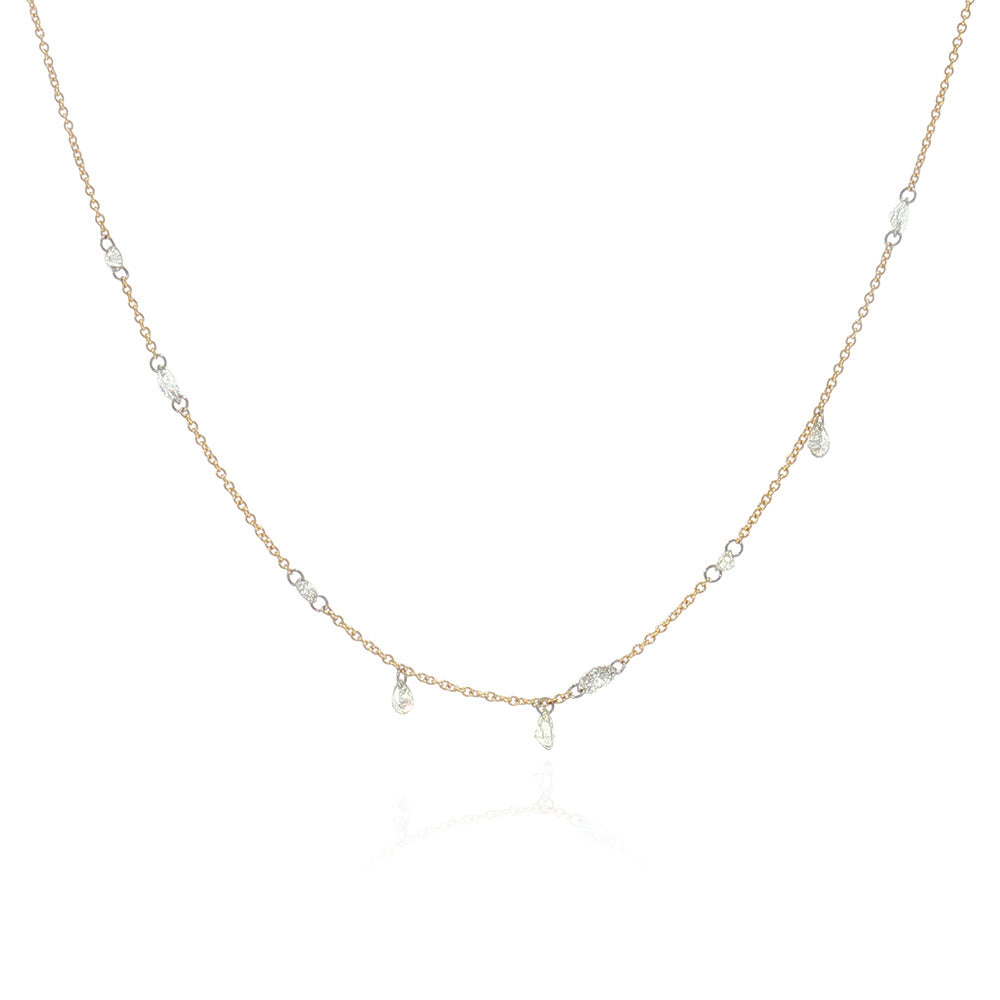 18k Yellow Cable Chain with Various Free-Set Diamonds