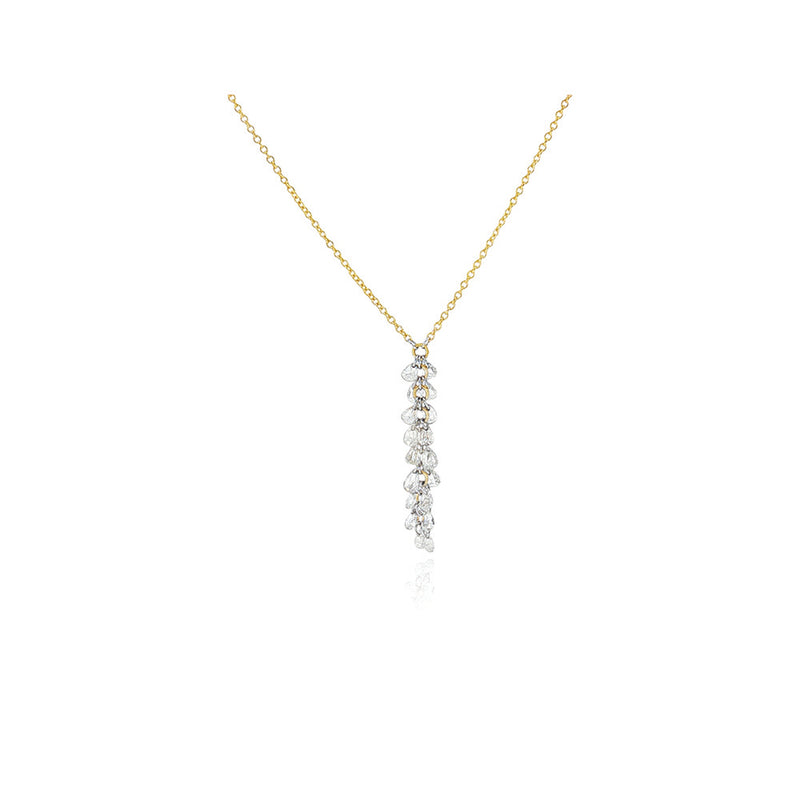 Cascading Pear-Shaped, Rose-Cut Diamonds on Cable Chain