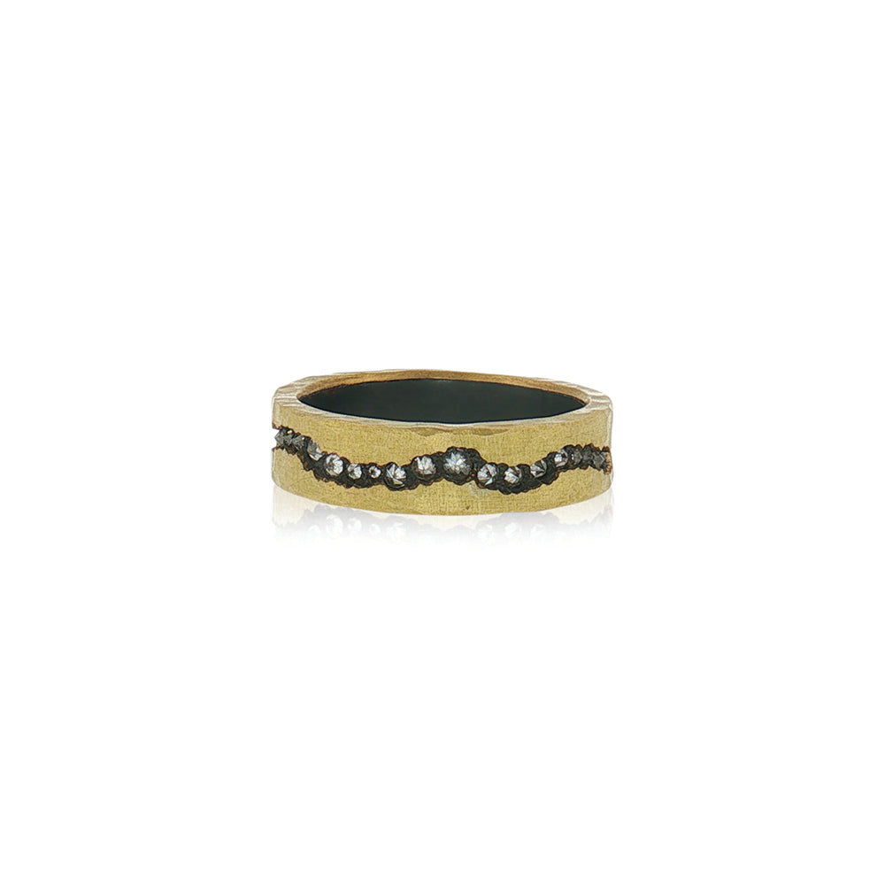 6mm 18K Yellow Gold Ring with Inverted Diamonds