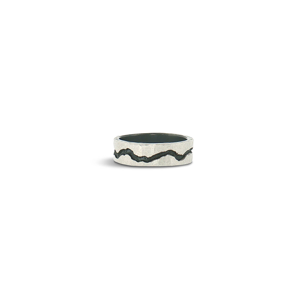7mm Fissure Ring in Platinum and Oxidized Sterling Silver