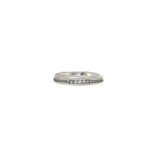 Irregular 2-3mm Platinum Blackened Channel Ring with Diamonds