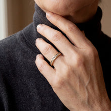 18k Yellow Gold Irregular Channel Ring with Diamonds