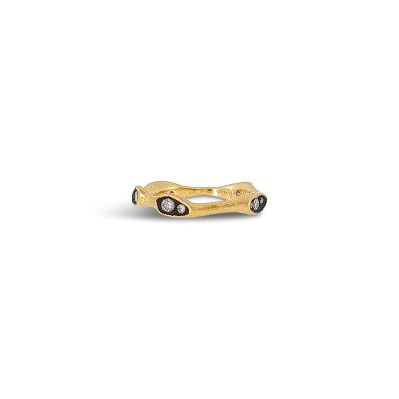 Undulating 18k Yellow Gold Band with Blackened Diamond Stations