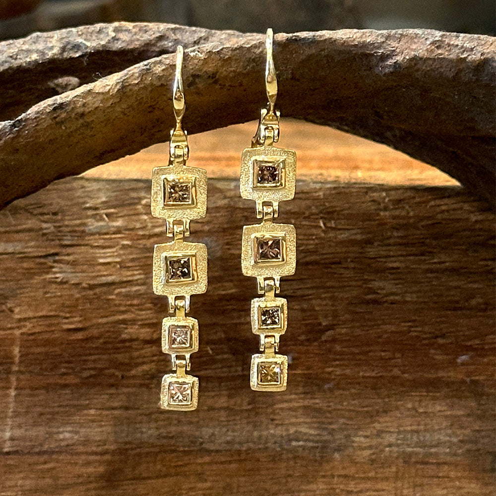 Hinged Library Collection Earrings with Princess Cut Diamonds