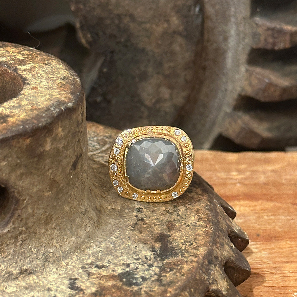 Large Grey Rose Cut Diamond Ring