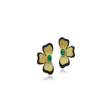 3 Petal Earrings with Emeralds and Diamonds
