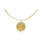 Shield pendant in 18k gold and Platinum with diamonds