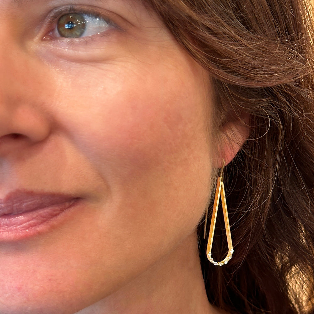 tear drop leaf earrings in 18k