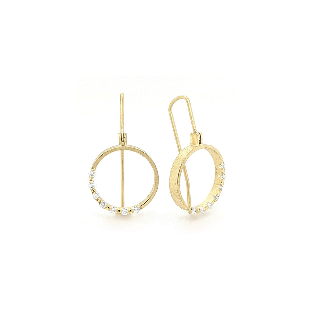 Round drop earrings with vs diamonds in 18k