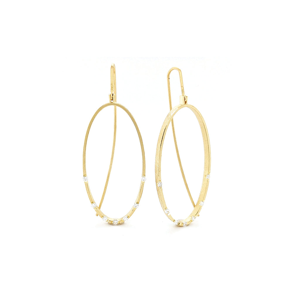 Large oval drop earrings with diamonds