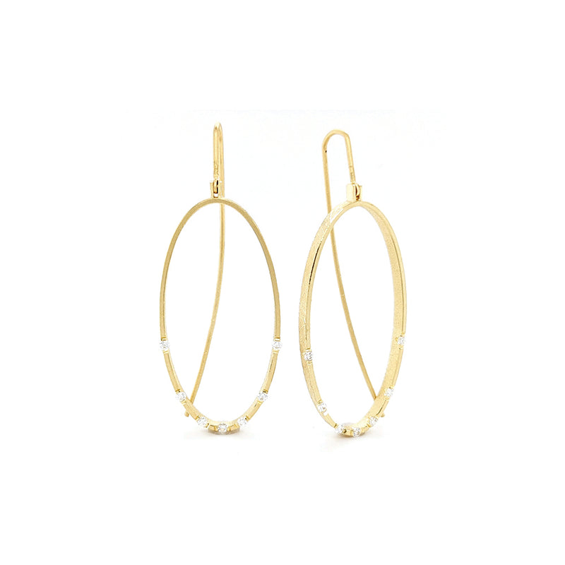 Large Oval Drop Earrings with Diamonds