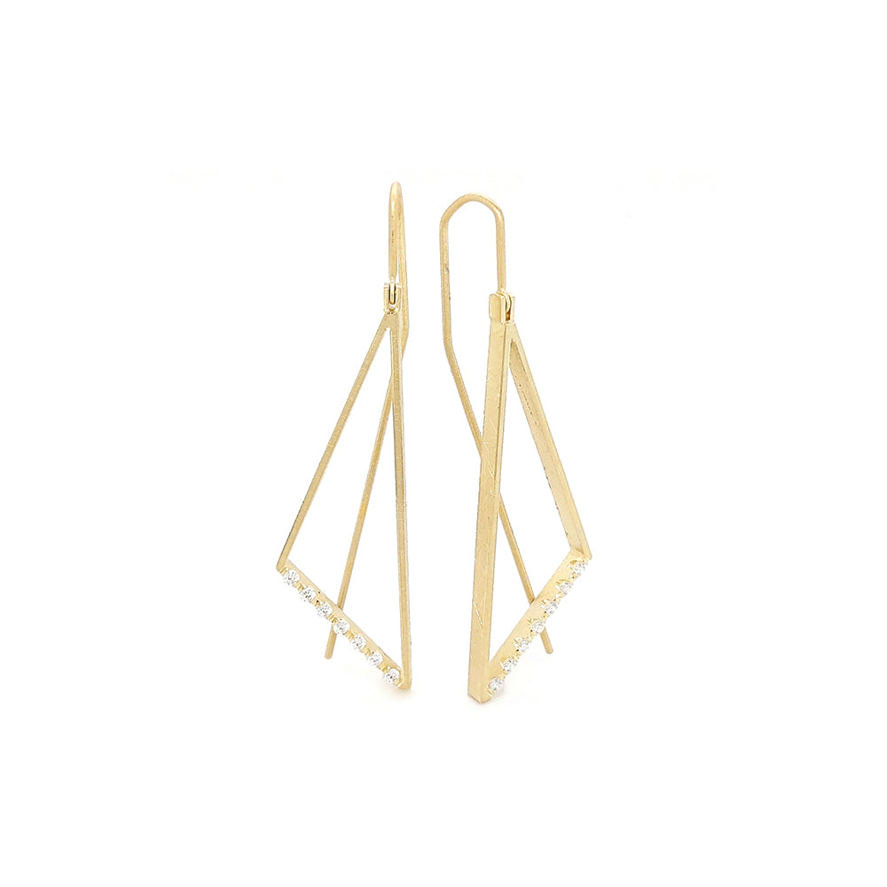 triangle earrings with diamonds