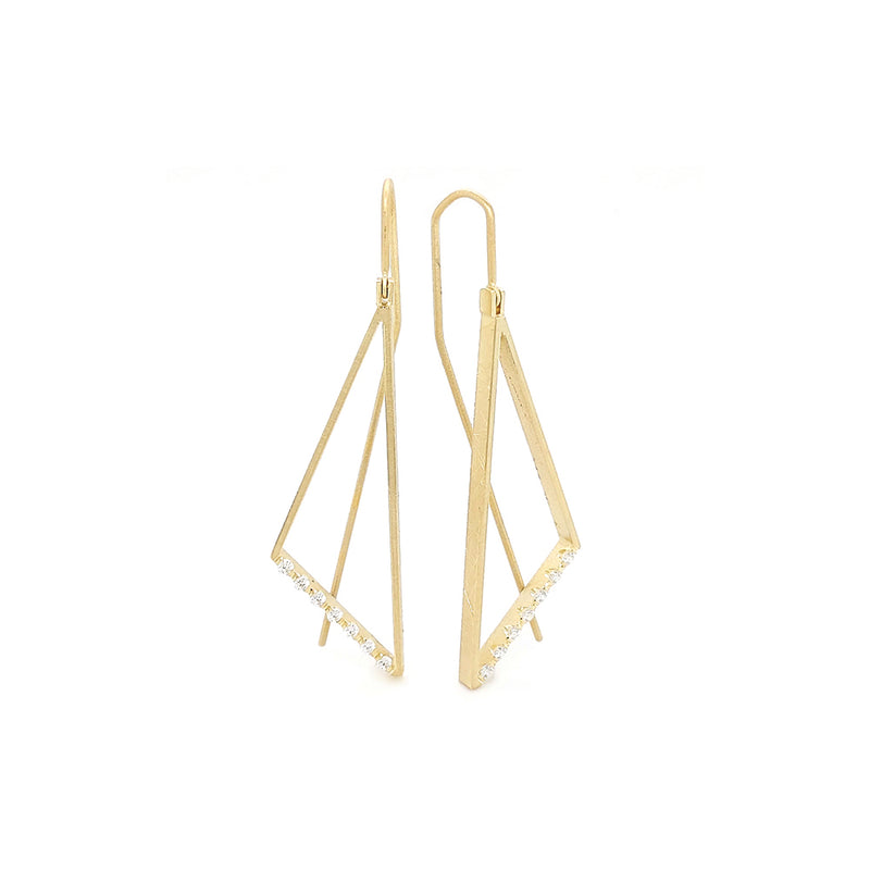 Triangle Drop Earrings in 18K and Diamonds