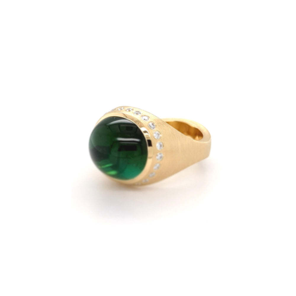 high domed green tourmaline ring