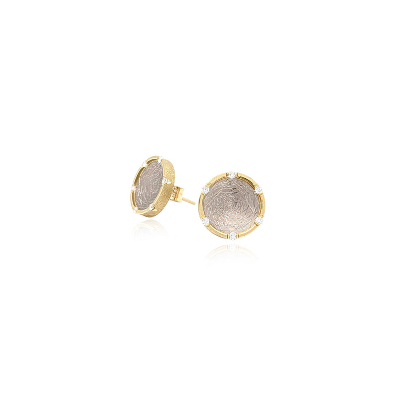 Round Stud Earrings with Diamonds