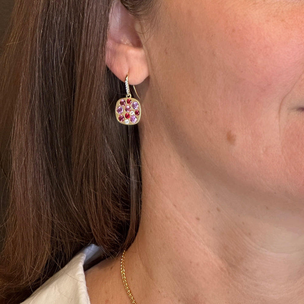 "Giselle" Earrings with Pink Sapphires and Spinels