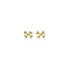 Hand-formed 18k yellow gold crossbones stud earrings. Earrings are 5/16" in diameter (8mm).