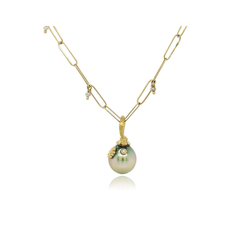 Blue Grey Tahitian Pearl Pendant