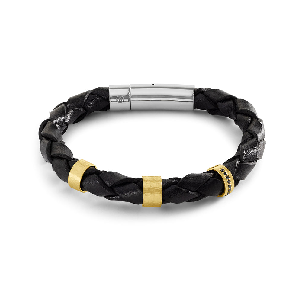 Black Diamond and Leather Bracelet