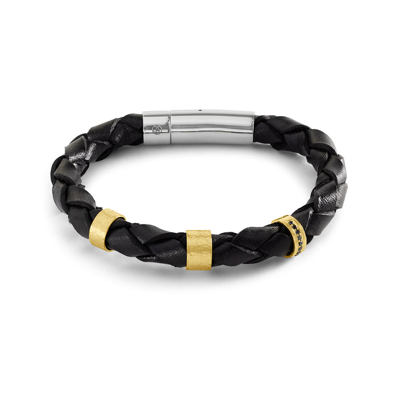 Black Diamond and Leather Bracelet