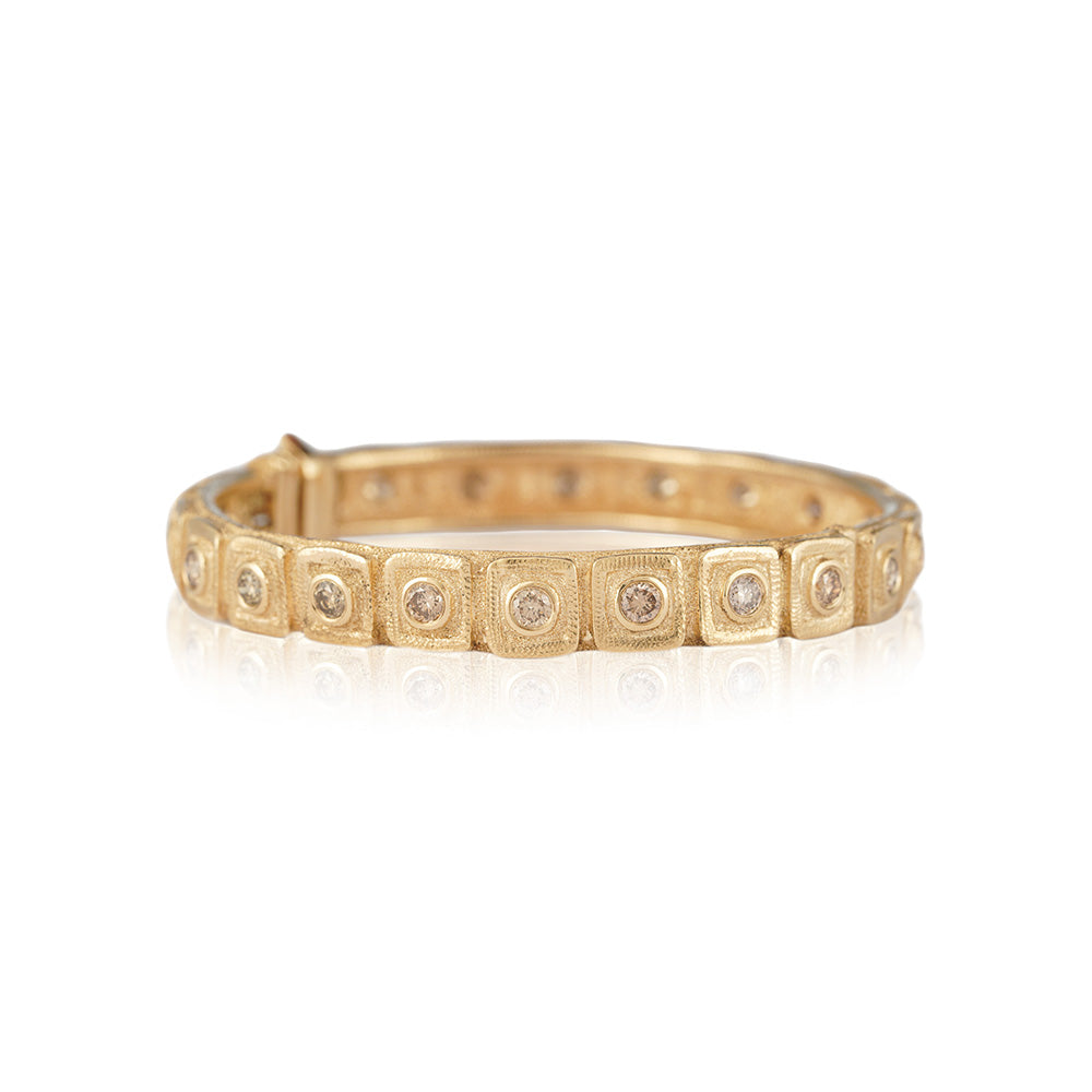 hinged square bangle bracelet with diamonds