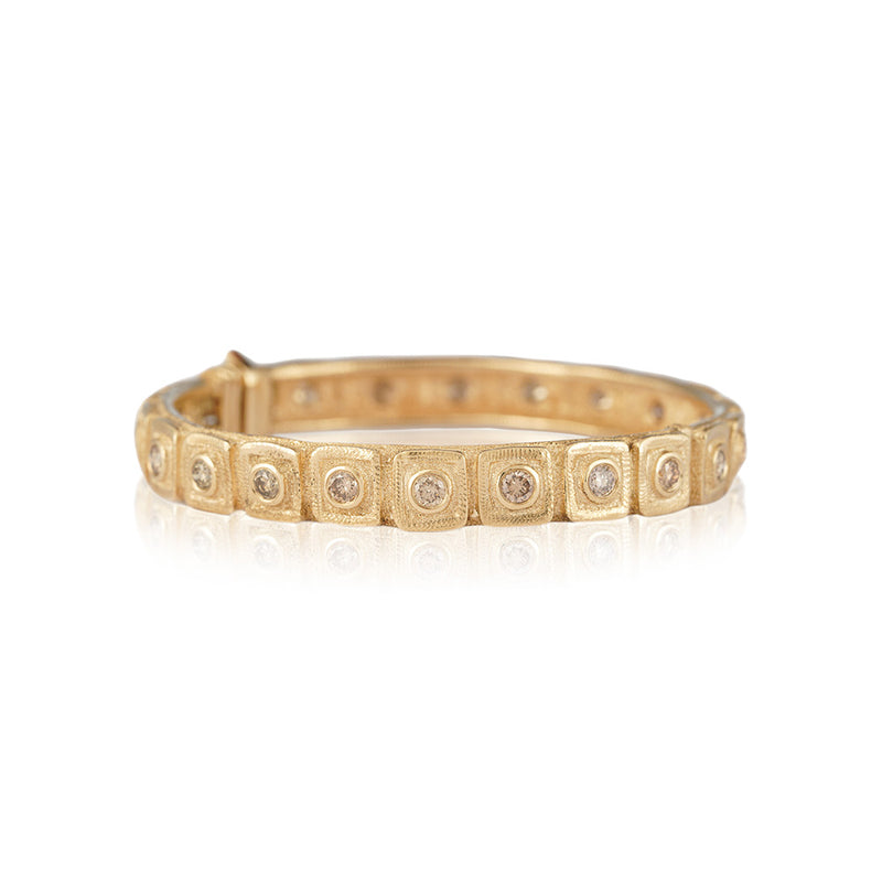 Square Hinged Bangle with Round Champagne Diamonds
