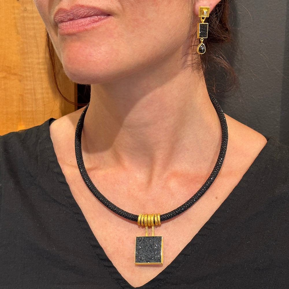 Stingray necklace with drusy