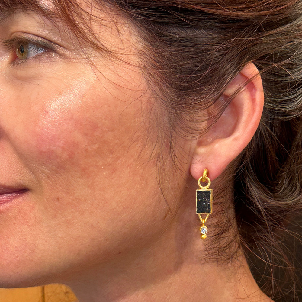 rectangular drusy drop earrings