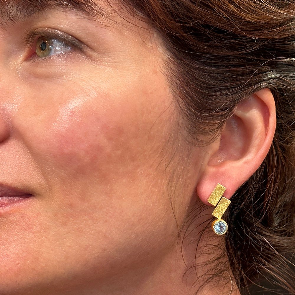 zig zag aquamarine earrings