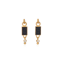rectangular drusy drop earrings with diamonds
