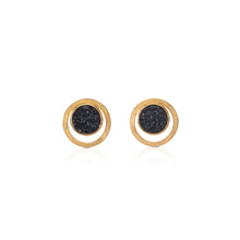 round black drusy earrings with outer cirlce