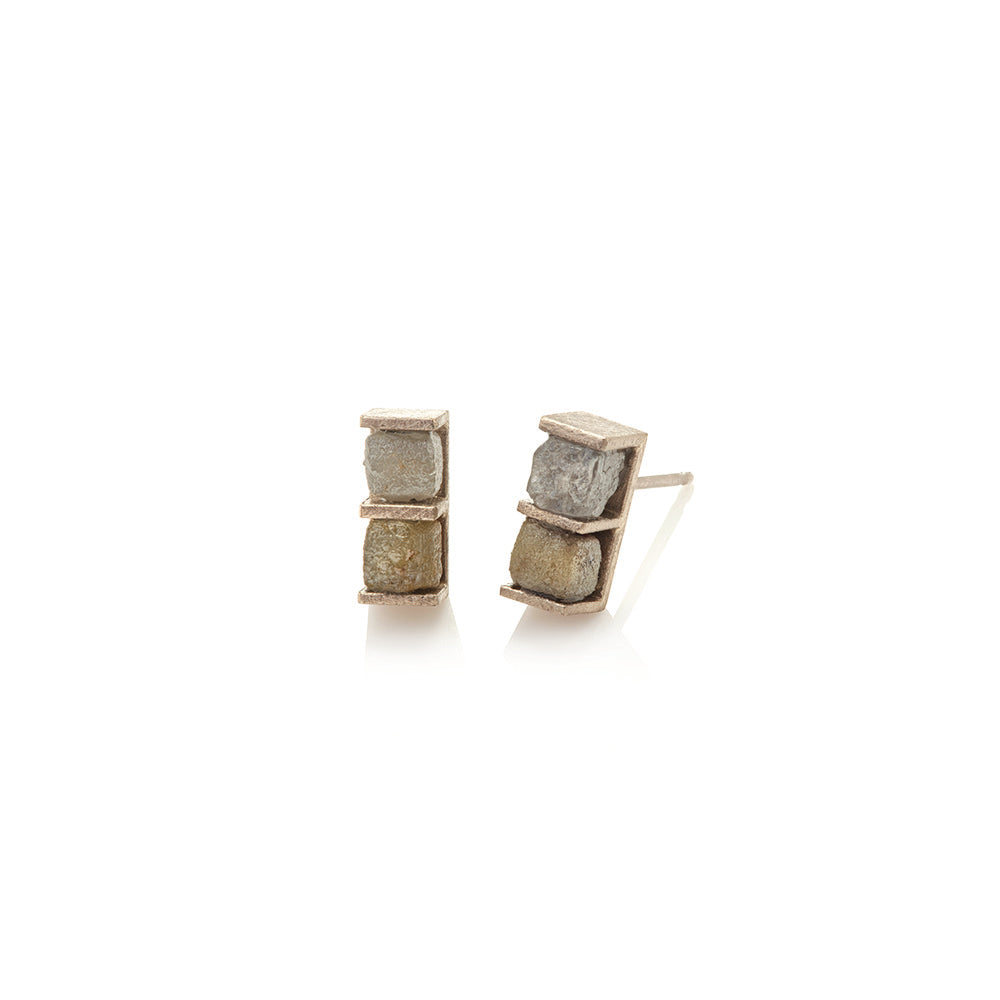 double rough diamond earrings