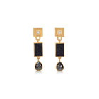 diamond, drusy and black diamond drop earrings