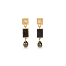 diamond, drusy and black diamond drop earrings