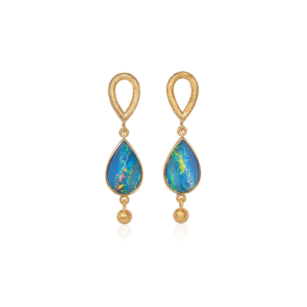 tear drop boulder opal earrings