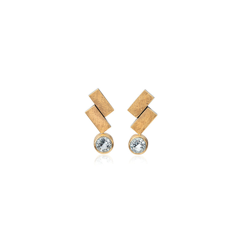 "Zig-Zag" Earrings with Aquamarines