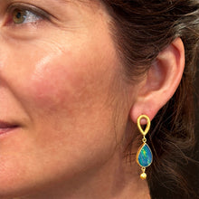 tear drop boulder opal earrings
