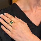 rectangular green tourmaline ring