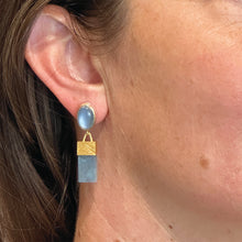 Moonstone and Aquamarine Drop Earrings
