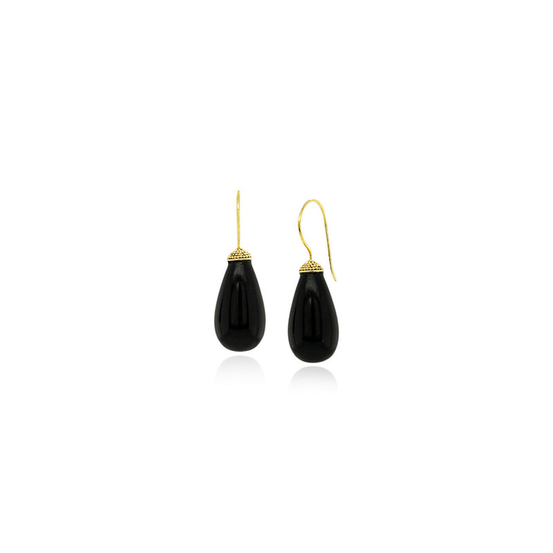 Onxy Drop Earring with Granulation