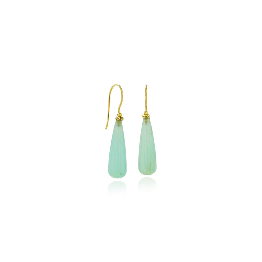 Peruvian Opal drop earrings with granulation