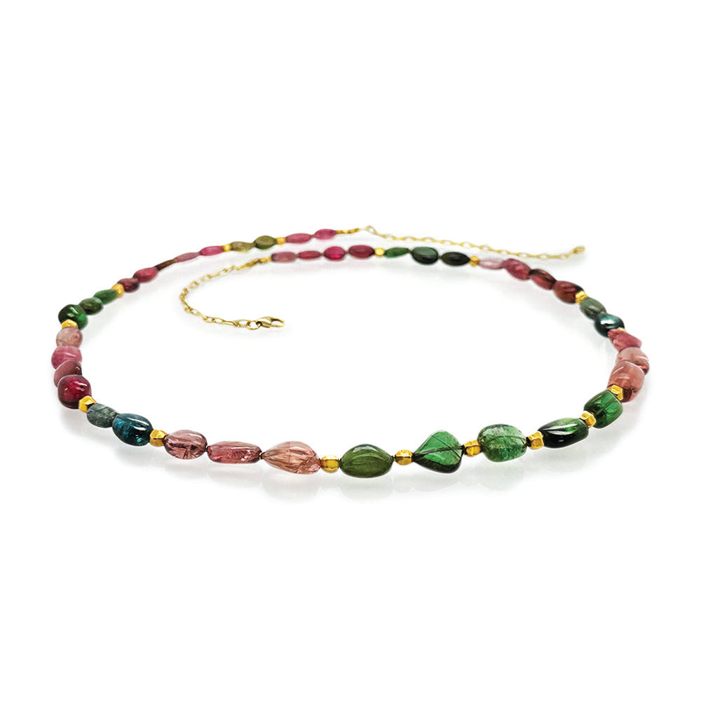 Multi-Color Tourmaline Nugget Necklace