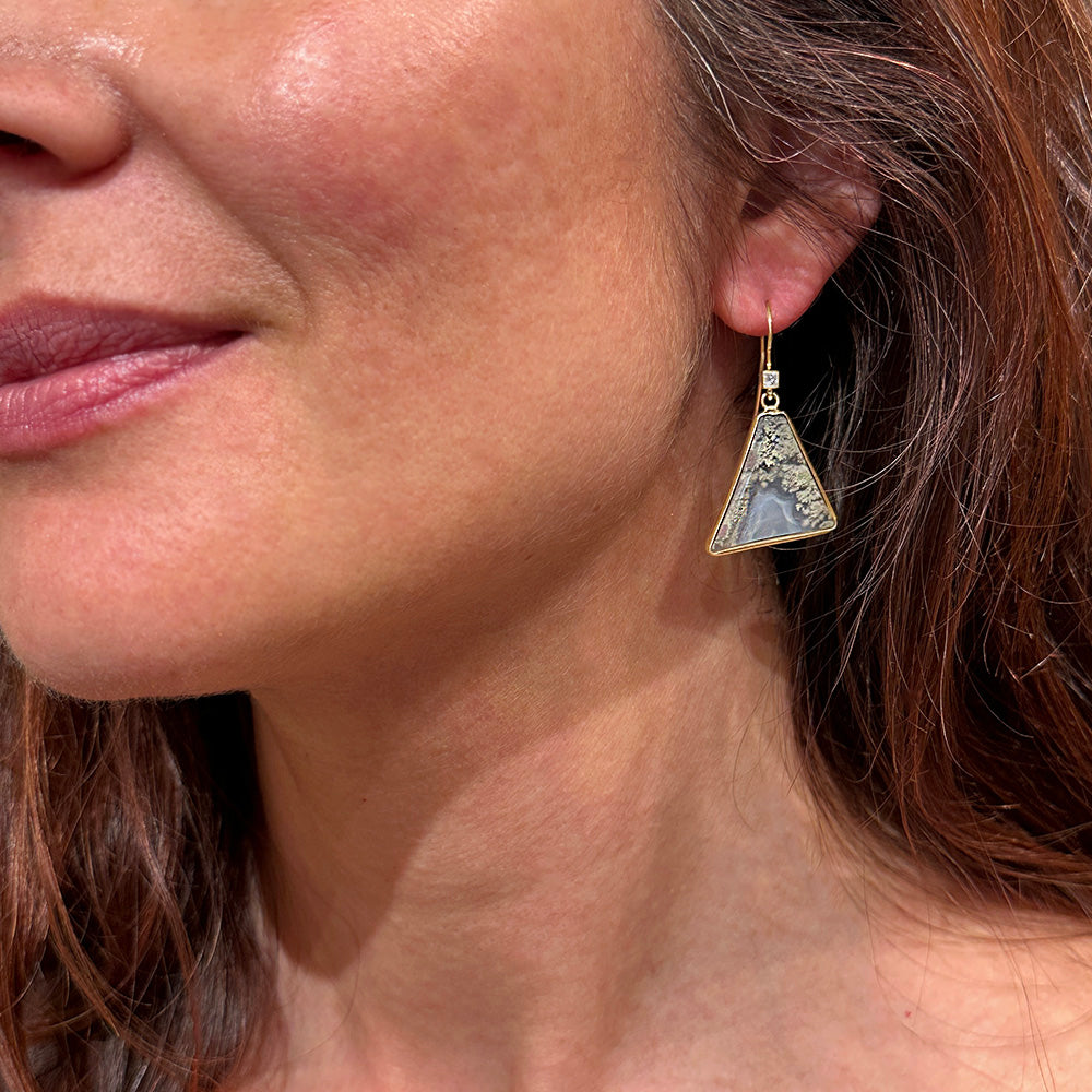 Moss Agate "lichen" earrings