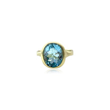 "Amphora" Ring with Faceted Blue Topaz 14K Gold
