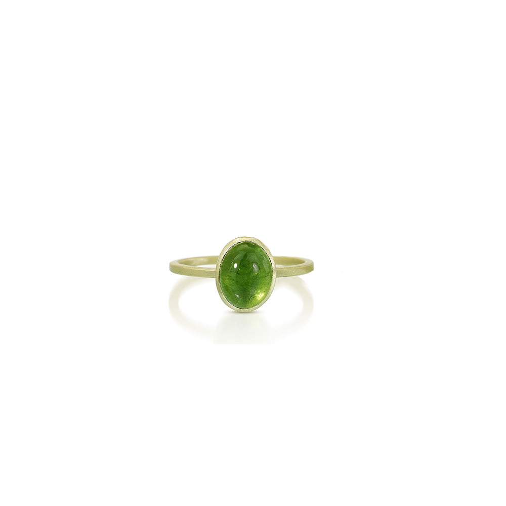 green tourmaline cabochon ring