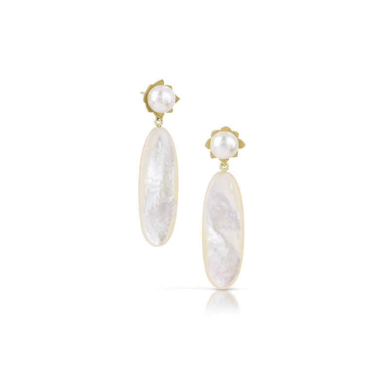 Snow Drop Earrings with Pearls and Mother of Pearl