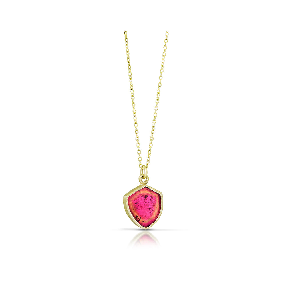 Red-Orange Tourmaline Slice Necklace