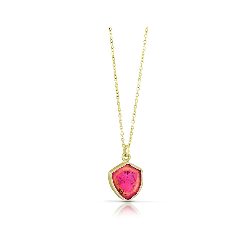 Red-Orange Tourmaline Slice Necklace